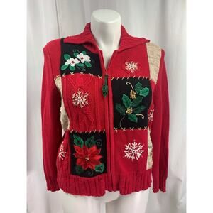 50% OFF Vintage Heirloom Collectibles Christmas Collection Sweater Full Zip Poin